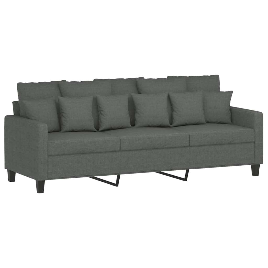 vidaXL 3-Seater Sofa with Durable Fabric Upholstery and Sturdy Metal Frame - Comfortable Contemporary Indoor Seating Experience - Dark Grey